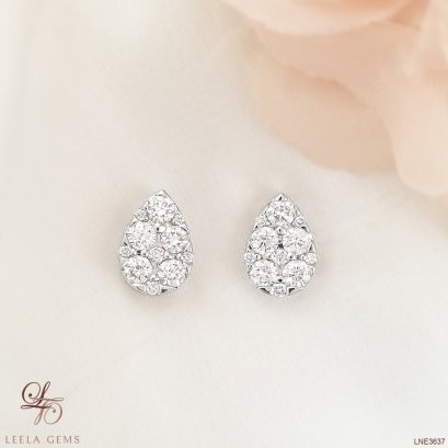 ต่างหูเพชรประกบ หยดน้ำ