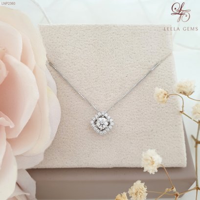 Diamond Pendant with White Gold Chain