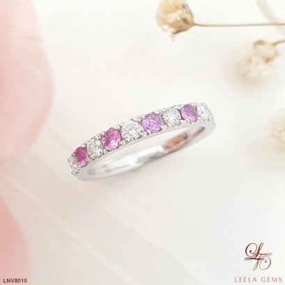 แหวนเพชรแถว Pink Sapphire