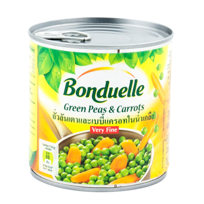 Very Fine Peas and Baby Carrots 400g - Bonduelle / ถั่วลันเตาและเบบี้แครอทกระป๋อง ตรา บ็งดูแอล