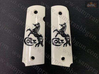 ประกับปืน ด้ามปืนแต่ง ลายม้า COLT M1911 A1 สำหรับปืน M1911 หรือ 11 มม สีขาว