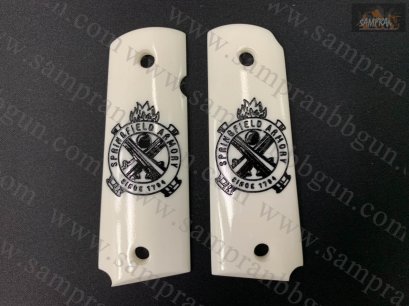 ประกับปืน ด้ามปืนแต่ง ลายปืนใหญ่คู่ สำหรับปืน M1911 หรือ 11 มม สีขาว