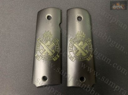 ประกับปืน ด้ามปืนแต่ง ลายปืนใหญ่คู่ สำหรับปืน M1911 หรือ 11 มม สีดำเขียว