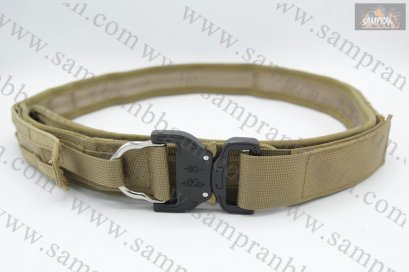 เข็มขัดยุทธวิธี รุ่น หัวคอปร่า ทรงIPSC 2ชั้น(B013) สีทราย