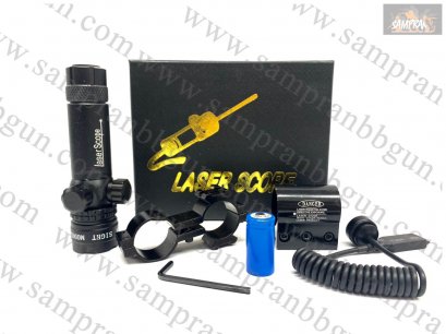 เลเซอร์สีเขียวปรับนอก JG9 เลเซอร์เขียว ปรับนอก ( แบตเตอรี่, ขาจับ, หางหนู )