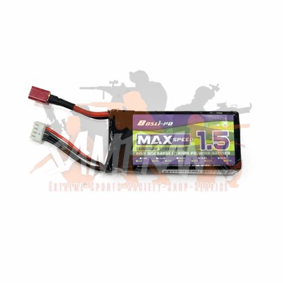แบตเตอรี่ ยี่ห้อ Bos Li-po รุ่น Max Speed 1.5 (25c 1500mAh 11.1V&nbsp;T Deans.)