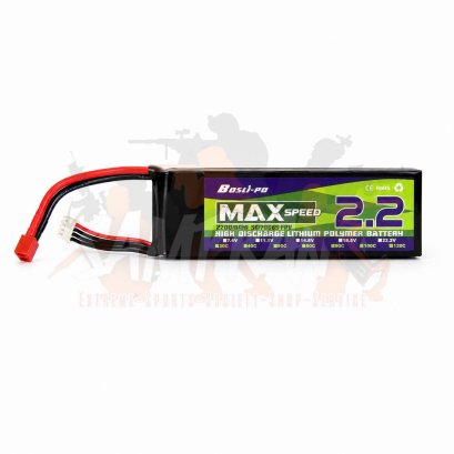 แบตเตอรี่ ยี่ห้อ Bos Li-po รุ่น Max Speed 2.2 (25c 2200mAh 11.1V&nbsp;T Deans.)