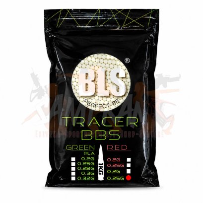 ลูกกระสุนปืนบีบีกันเรืองแสง BLS 0.25g Tracer Green (4000นัด)