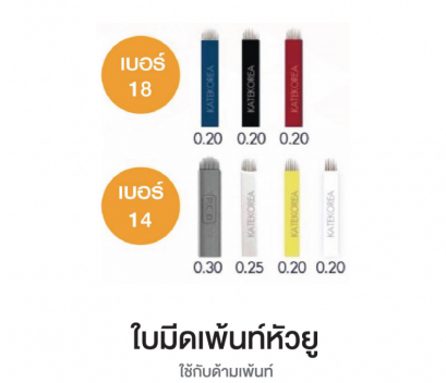 ใบมีดเพ้นท์คิ้ว แบบหัวมน หัวตัวยู แพ็ค 12 ชิ้น