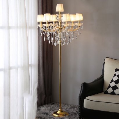 โคมไฟตั้งพื้น รุ่น HQ202 (ตั้้งพื้น)+โป๊ะผ้าสีขาว