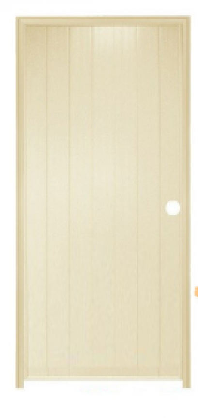 บานประตู PVC 80x200 ซมร่น M1 ยี่ห้อCHAMP สีครีม (เจาะ)