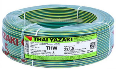 THAI-U สายไฟ THW 1x1.5mm. (GREEN)
