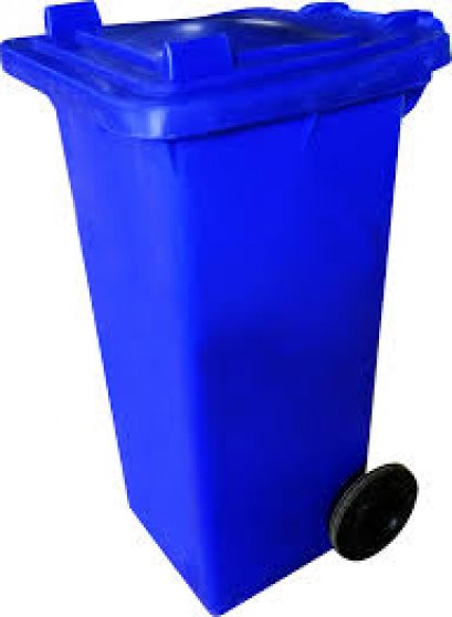 ถังขยะพลาสติกพร้อมล้อเข็น (ฝา1ช่องทิ้ง) สีน้ำเงิน120L