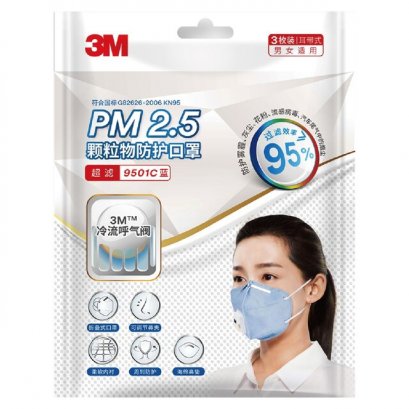 หน้ากากมีวาล์ว PM2.5 9501C 3M