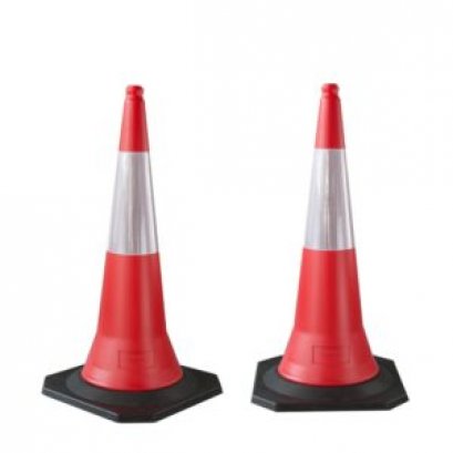 กรวยจราจร 100 cm. พร้อมยางเพิ่มน้ำหนัก 