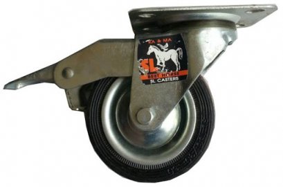 ล้อลูกยาง 6&quot; ตราม้า+เบรก+เดือย