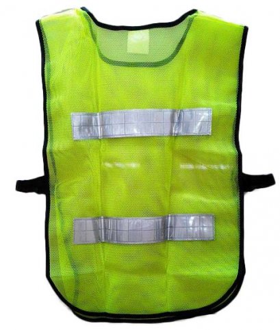 เสื้อจราจร  สีเหลืองแถบเทา พร้อมปักโลโก้