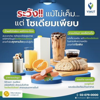 กินไม่เค็มก็เสี่ยงโรคไต! แพทย์ รพ.วิมุต เตือนคนไทยลดอาหารแปรรูป-เบเกอรี่-ชานมไข่มุก แหล่งโซเดียมที่ทำไตพังไม่รู้ตัว