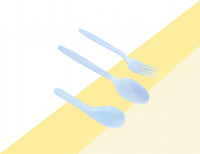  Plastic Chinese spoon and Biodegradable cutlery set