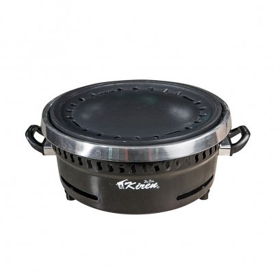 แผ่นย่างแบบเรียบ เคลือบเทปล่อน แบบรูถี่หกเหลี่ยม มีถาดรองน้ำมัน พรีเมียม รุ่น FL20A4-1