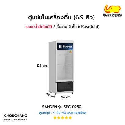 ตู้แช่เย็นกระจกเต็มบาน 1 ประตู Sanden รุ่น SPC-0250