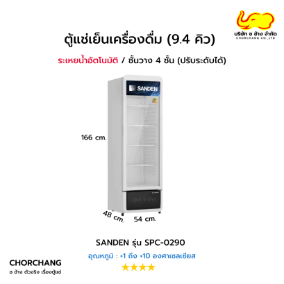 ตู้แช่เย็นกระจกเต็มบาน 1 ประตู Sanden รุ่น SPC-0290