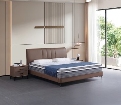 เตียงนอนหุ้มหนังวัวแท้ รุ่น M2501 ขนาด 6 ฟุต