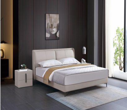 เตียงนอนหุ้มหนังวัวแท้ รุ่น M6616 ขนาด 6 ฟุต