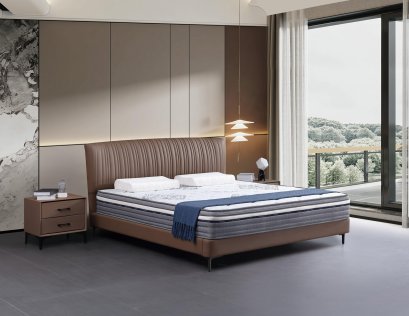 เตียงนอนหุ้มหนังวัวแท้ รุ่น M6963 ขนาด 6 ฟุต