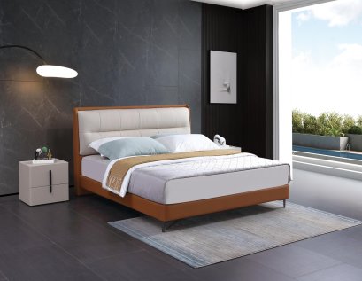 เตียงนอนหุ้มหนังวัวแท้ รุ่น M6626 ขนาด 6 ฟุต