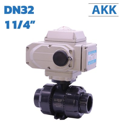 DN32 1 1/4" Electric UPVC Ball Valve Double union type