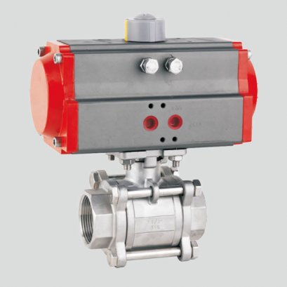 RAT Series pneumatic actuator ball valve 3 piece stainless steel