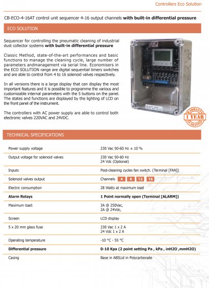 Sequencer for controlling the pneumatic cleaning of industrial dust collector systems with built-in differential pressure