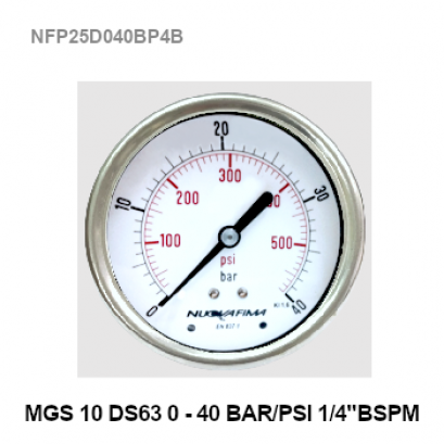 0-40Bar(0-550Psi) &Oslash; 2.5" Brass Back 1/4"