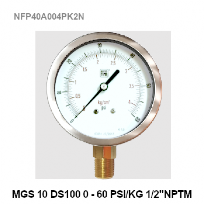 0-60Psi(0-4kg) Ø 4&quot; Brass Lower 1/2&quot;