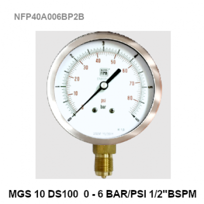 0-6Bar(0-85Psi) Ø 4&quot; Brass Lower 1/2&quot;BSP