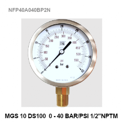 0-40Bar(0-570Psi) Ø 4&quot; Brass Lower 1/2&quot;