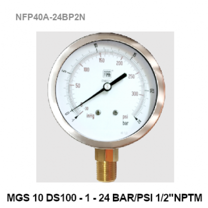 -1-24Bar(-1 -330Psi) Ø 4&quot; Brass Lower 1/2&quot;