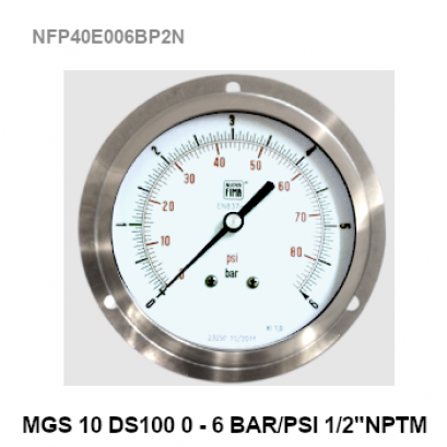 0-6 BarØ 4&quot; Brass Back Connect 1/2&quot; NPT
