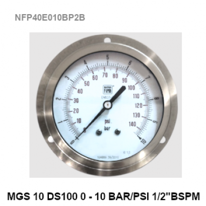 0-10 BarØ 4&quot; Brass Back Connect 1/2&quot; BSP