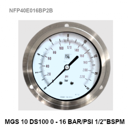 0-16 BarØ 4&quot; Brass Back Connect 1/2&quot; NPT