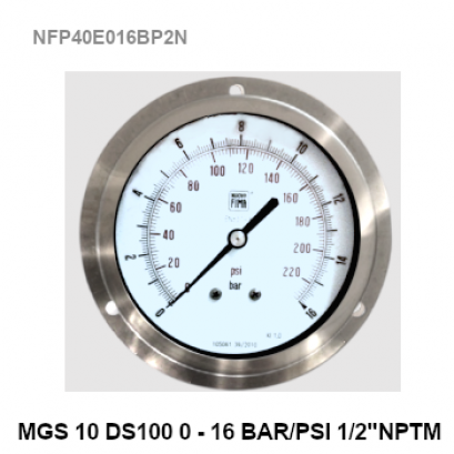 0-16 BarØ 4&quot; Brass Back Connect 1/2&quot; NPT
