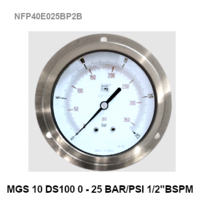 0-25 BarØ 4&quot; Brass Back Connect 1/2&quot; BSP