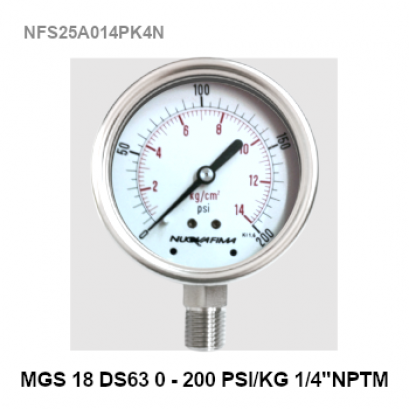 0-200 Psi Ø 2.5&quot; Stainless Steel Back Connect 1/4&quot;