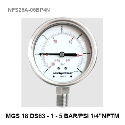 -1-5 Bar Ø 2.5&quot; Stainless Steel Back Connect 1/4&quot;