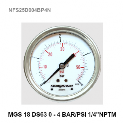 0-4 BarØ 2.5&quot; Stainless Steel Back 1/4&quot;