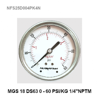 0-60 psi Ø 2.5&quot; Stainless Steel Back 1/4&quot;