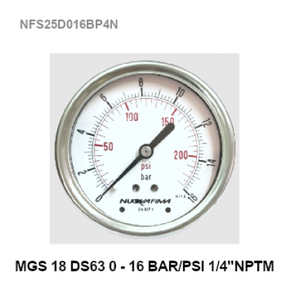 0-16 Bar Ø 2.5&quot; Stainless Steel Back 1/4&quot;