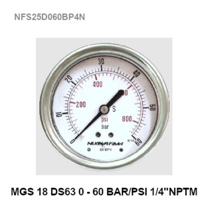 0-60 Bar Ø 2.5&quot; Stainless Steel Back 1/4&quot;