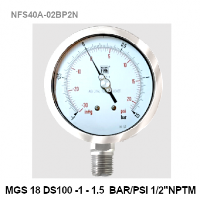 -1 to 1.5 Bar Ø 4&quot; Stainless steel Lower 1/2&quot;